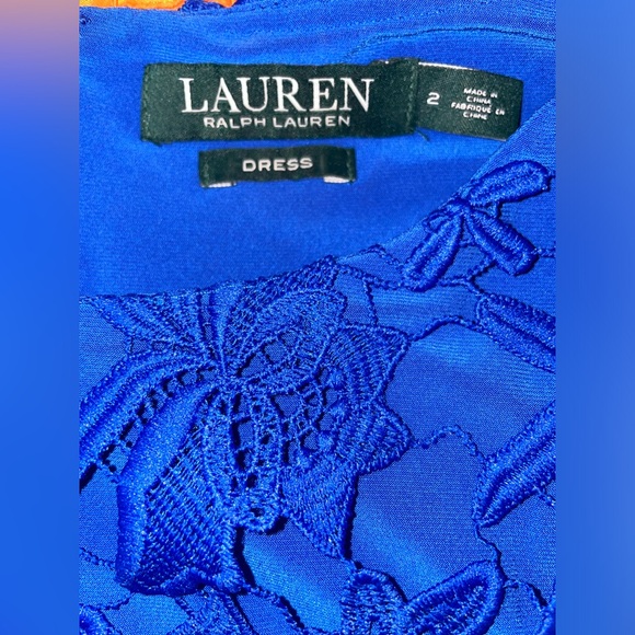 Ralph Lauren Crochet Lace Blue Floral Dress in Size 2 - Picture 3 of 7